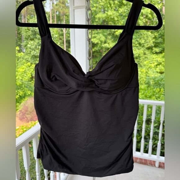 Anne Cole Twist Front Underwire Tankini Swim Top.  Black Size 36B/34C. - Picture 2 of 4